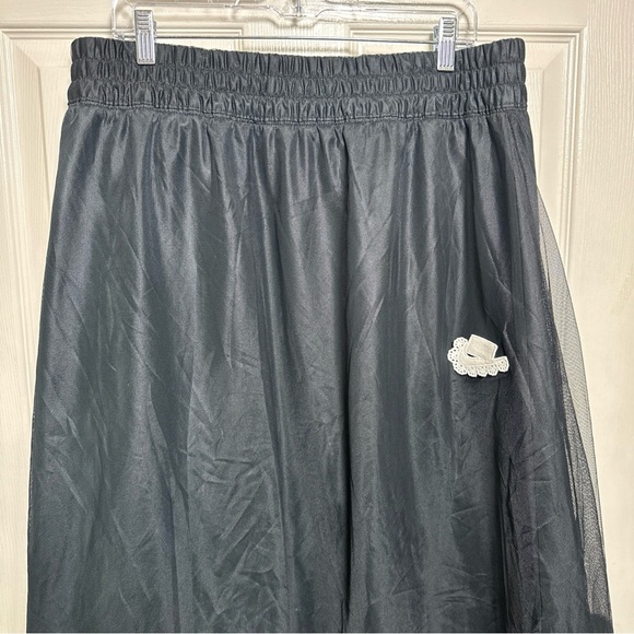 Women's Nike Woven Maxi Mesh Tulle Maxi Black Skirt Size X-Large Streetwear Goth - Picture 6 of 14